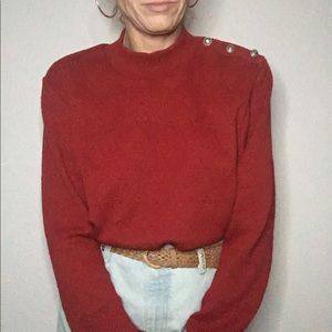 🍎VTG deep red raised texture popover sweater
